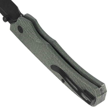 Remette WD107MGB Knife Military Green Micarta, Black Titanium 14C28N