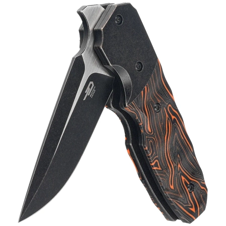 Nóż składany Bestech Freefall Black Titanium/Black-Orange G10, Black Stonewashed/Satin CPM S35VN by Jason Clark (BT2007B)