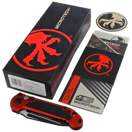 Microtech LUDT Gen III T/E Automatic Knife Red Aluminum, Black F/S M390MK by Tony Marfione (1136-3RD)