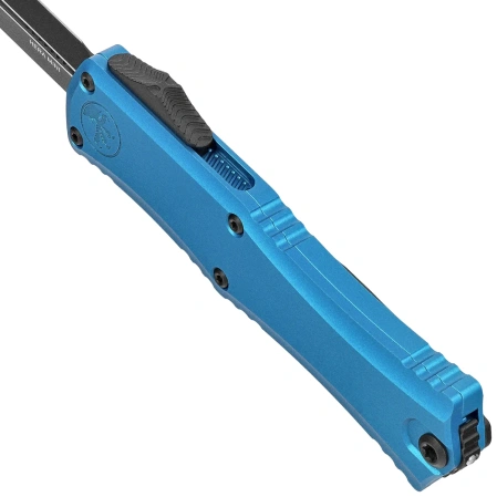 Nóż automatyczny OTF Microtech Hera II Mini D/E Blue Aluminium, Black M390MK by Tony Marfione (1702M-1BL)