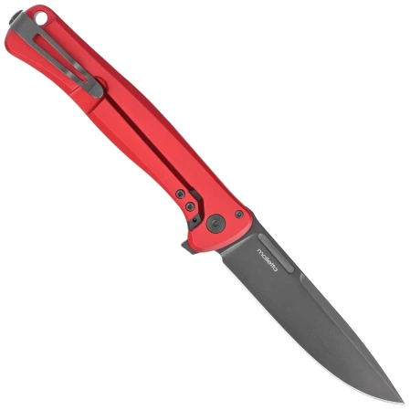 LionSteel Skinny Knife Red Aluminum/Black Canvas Micarta, Old Black MagnaCut by Molletta (SK01A RB)