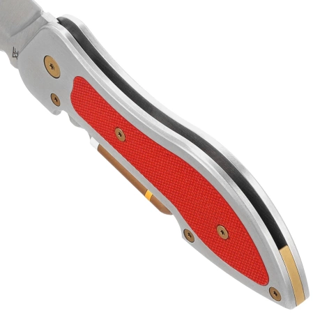 Midgards Messer Doublecut Gray Aluminum/Red G10, Satin 14C28N by Ralf Buchinger cigar cutter / friction folder (MM015)