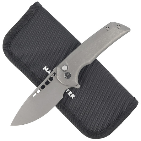 WE Knife Mini Malice Gray Titanium, Gray Stonewashed CPM 20CV by Ferrum Forge (WE054BL-2)