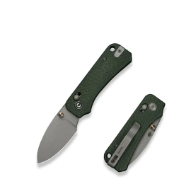 Civivi Baby Banter 2 Knife Green Canvas Micarta, Gray Stonewashed Nitro-V by Ben Petersen (C23074-3)