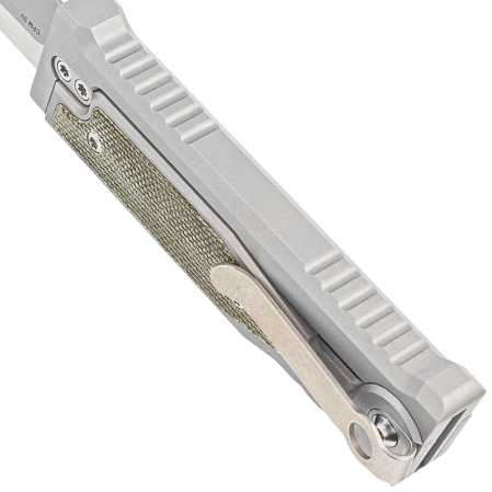 Reate Knife Mini EXO OTF Gravity T/E Bead Blasted Titanium/Green Micarta, Stonewashed CPM 3V