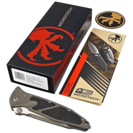 Microtech Socom Elite T/E-M Knife Cerakote Moss Green Aluminum, Cerakote Moss Green M390MK by Tony Marfione (161-1MG-C21Z13)