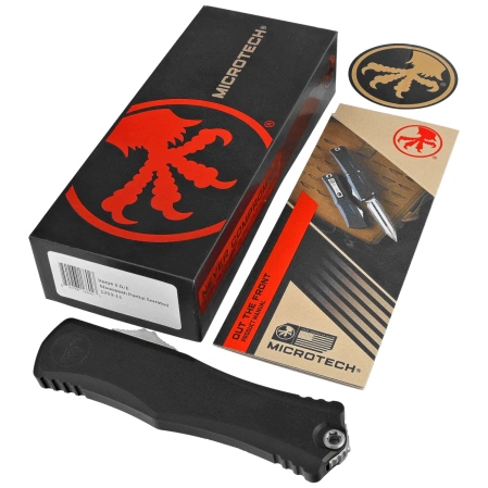 Microtech Hera II D/E P/S OTF Knife Black Aluminium, Stonewashed M390MK by Tony and Sean Marfione (1702-11)