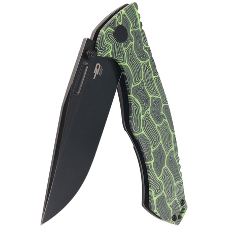 Nóż składany Bestech Keen II Black-Green G10/Titanium, Black Stonewashed CPM S35VN by Koens Craft (BT2301E)