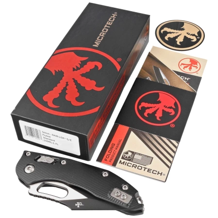 Microtech Stitch Ram-Lok S/E Knife Fluted Black Aluminum, Black M390MK by Borka Blades and Tony Marfione (169RL-1FL)