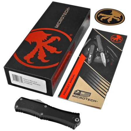 Microtech Hera II Mini D/E Black Aluminum, Stonewashed M390MK by Tony Marfione (1702M-10)