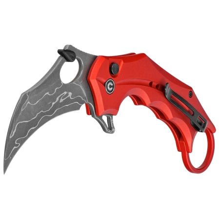 Nóż składany karambit Civivi Incisor II Red Aluminium, Stonewashed Damascus (C16016B-DS1)