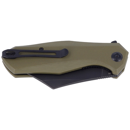 Kubey Knife Echo, Green G10, Black Stonewashed D2 (KU329B)