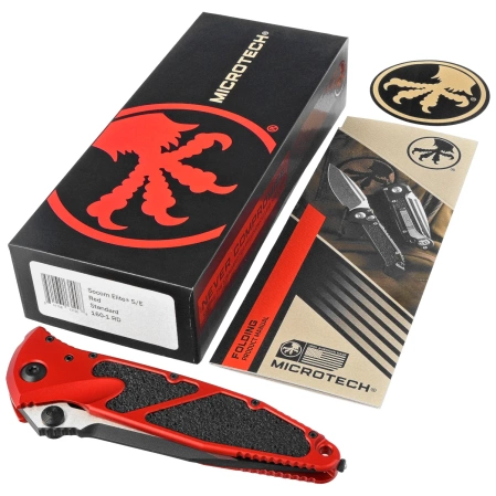 Microtech Socom Elite S/E-M Knife Red Aluminum, Black M390MK by Tony Marfione (160-1RD)