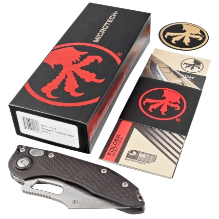 Microtech Stitch-A S/E Automatic Knife Black Aluminum, Stonewashed M390 P/S by Borka Blades and Tony Marfione (169-11)