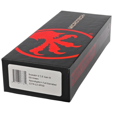 Microtech Scarab II Gen III T/E OTF Knife OD Green Aluminum, Apocalyptic F/S M390MK by Tony Marfione (1279-12APOD)