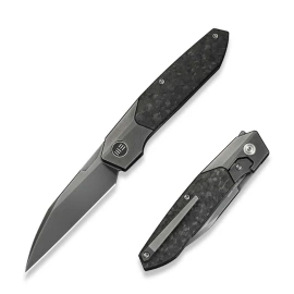 WeKnife Brr15 Gray Titanium/Shredded Carbon Fiber, Polished Gray M390 by Rafal Brzeski (WE24007-3)