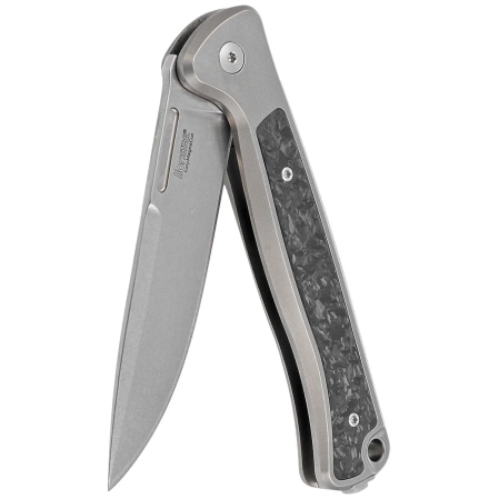 LionSteel Skinny Knife Grey Titanium/Carbon Fiber, Stonewashed MagnaCut by Molletta (SK01 GY)