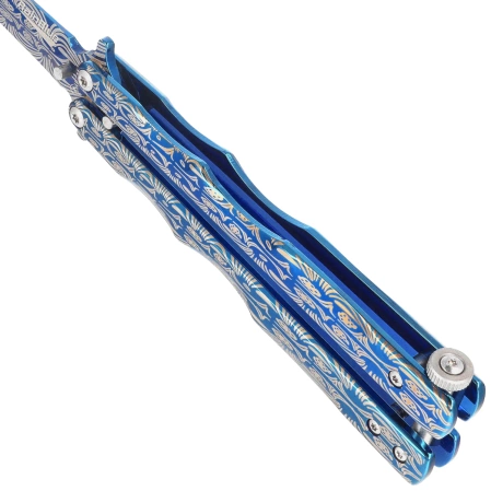 Nóż składany motylek Martinez Albainox RainBlue Balisong Blue Printed Steel, Blue Printed 3Cr13Mov (02140)