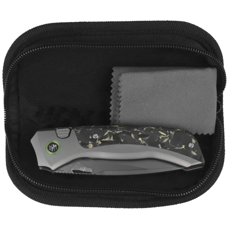 Remette RT-Steed Knife Gray Titanium/Black-Green Carbon Fiber, Pearlescent M390 (RTWS-TY)