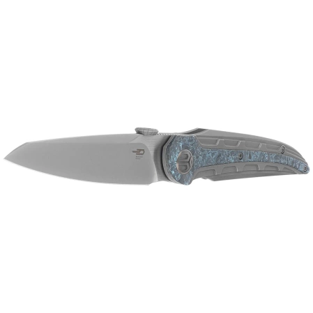 Bestech Prydwen Knife Dark Grey Titanium/Blue Marbled Carbon Fiber, Bead Blasted/Satin MagnaCut by Kombou (BT2409C)