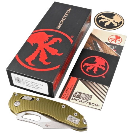 Nóż składany Microtech Stitch Ram-Lok S/E OD Green Fluted Aluminium, Stonewashed M390MK by Borka Blades and Tony Marfione (169RL-10FLOD)