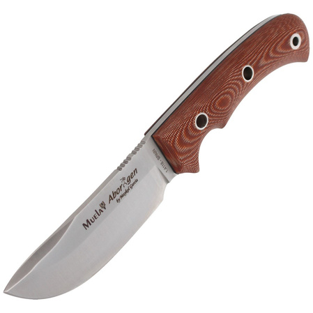 Muela Aborigen-12C Brown Canvas Micarta Knife, Satin X50CrMoV15 by Maykol Garcia