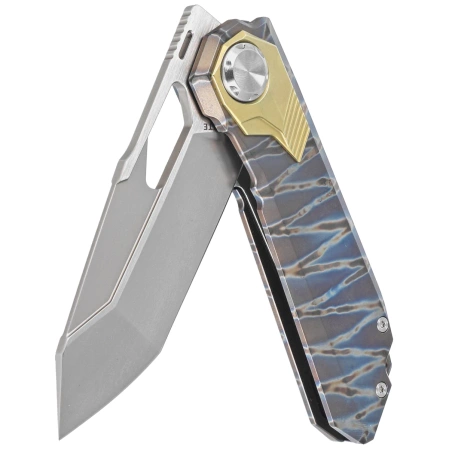 Nóż składany Remette RT-Peregrine Falcon Tiger Stripe/Gold Titanium, Hand Grinding Pearlescent M390 (RTT1-C)