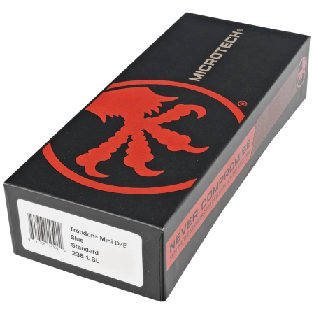 Microtech Mini Troodon D/E Blue Aluminium, Black by Tony Marfione knife (238-1BL)