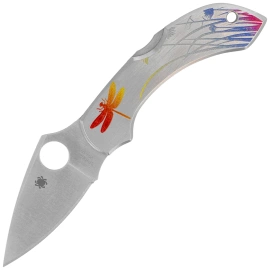 Spyderco Dragonfly Tattoo Stainless, Satin Plain VG-10  by Sal Glesser Knife (C28PT)