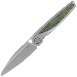 Rike Knife Baidi S Titanium/Green Carbon Fiber, Bead Blasted M390 (RK-Baidi-S-P/GCF)