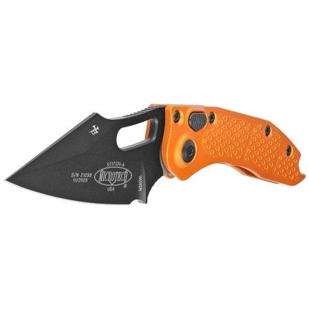 Microtech Stitch-A S/E Automatic Knife Orange Tangerine Aluminum, Black M390 by Borka Blades and Tony Marfione (169-1OT)