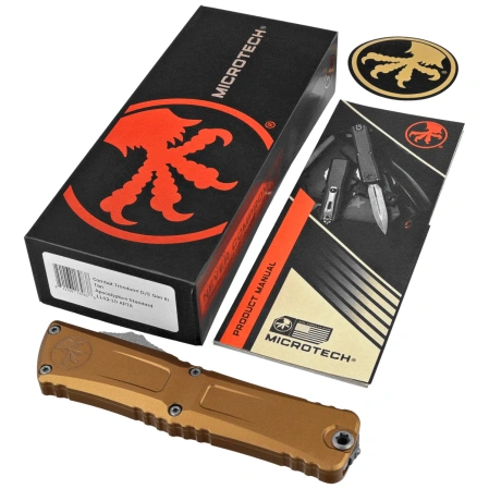 Nóż automatyczny OTF Microtech Combat Troodon Gen III D/E Tan Aluminium, Apocalyptic M390MK by Tony Marfione (1142-10APTA)
