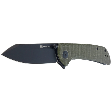 Sencut Knife Fritch Green Canvas Micarta, Black Stonewashed 9Cr18MoV (S22014-1)