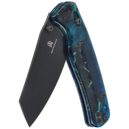 Nóż składany Bestechman Cicada's Wing Clear Blue Resin, Black PVD 10Cr15MoV (BMK06R)