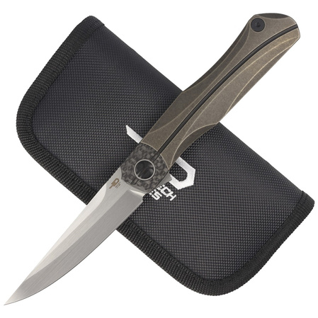 Nóż składany Bestech Thyra Bronze Stonewashed Titanium/Carbon Fiber, Horizontal Satin M390 by Kombou (BT2106B)