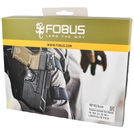 Kabura Fobus, Glock 19, 19X, 23 (Wykluczone 23 i 22 Gen 5), 32, 45 kabura taktyczna + Latarki i jednostki ochrony laserowej (RBT19G2 Bundle)