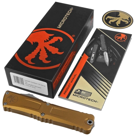 Nóż automatyczny OTF Microtech Combat Troodon Gen III T/E Tan Aluminium, Apocalyptic M390MK by Tony Marfione (1144-10APTA)