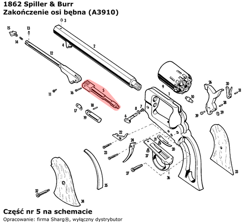 Pietta 1862 Spiller & Burr Cylinder Pin Finished (A3910)