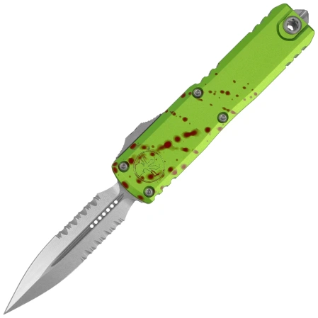 Microtech UTX-85 Gen IV D/E OTF Knife Zombie Aluminum, Stonewashed P/S M390MK by Tony Marfione (12324-11Z)