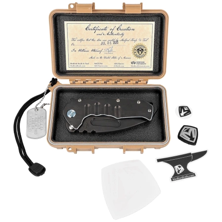 Medford Praetorian T Tanto Black PVD Titanium w/Teal Pinstriping, Teal HW/Clip, Black PVD 3V by Greg Medford