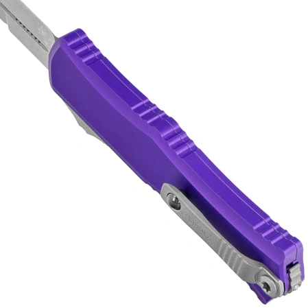 Microtech Hera II Mini Bayonet OTF Knife Purple Aluminum, Stonewashed M390MK by Tony Marfione (1701M-10PU)