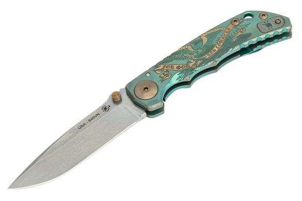 Nóż składany Spartan Blades Harsey Folder ''God & Country'' Titanium, Satin MagnaCut by William W. Harsey (SF5 Custom God & Country)