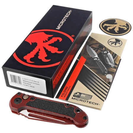 Microtech LUDT Gen III T/E Knife Cerakote Weathered Crimson Aluminum, Cerakote Weathered Crimson M390MK by Tony Marfione (1136-1WCM)