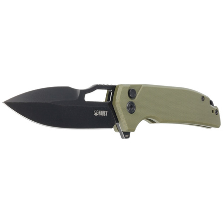 Kubey Knife RDF Green G10, Blackwash AUS-10 by HYDRA Design (KU316B)