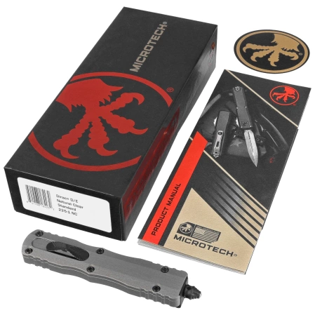 Microtech Dirac D/E OTF Knife Natural Clear Aluminum, Black M390 by Tony Marfione (225-1NC)