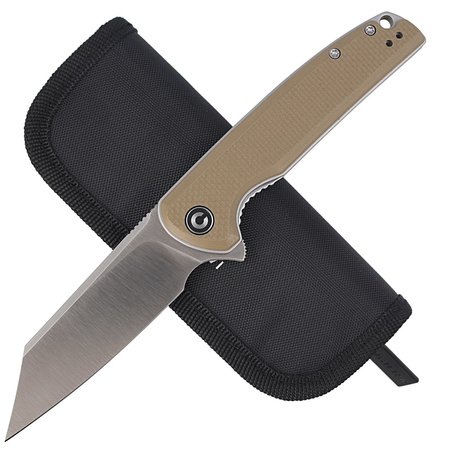 CIVIVI Brigand Tan Coarse G10 Handle Gray S/S Liner D2 Blade, Satin Finish (C909B)