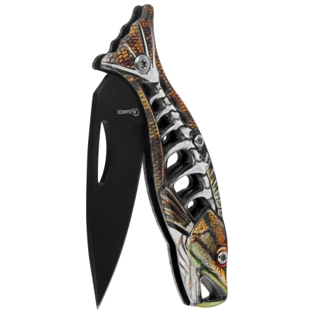 Martinez Albainox Fishing Knife Key Ring Golden Aluminum, Black 3Cr13Mov (18504-GD)