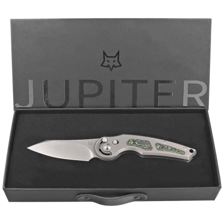 Nóż składany Fox Jupiter Gray Titanium/Jungle Wear Fatcarbon, Acid Stonewashed M390 by Denis Simonutti (FX-555 TICF)