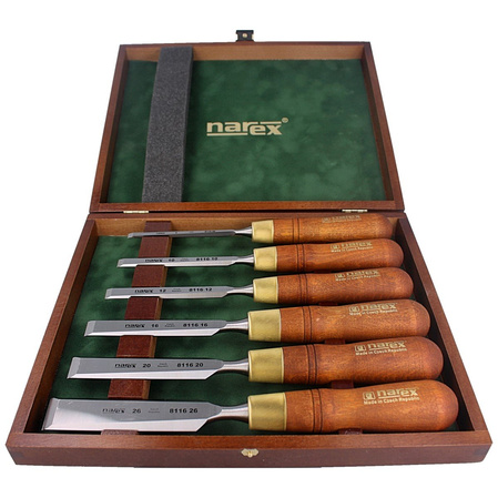 Set of Narex Profi carpentry chisels with side chamfer 6, 10, 12, 16, 20, 26 (853200)