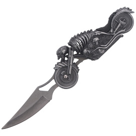 Martinez Albainox Moto Skeleton Knife with Flashlight Gray Zamak, Laser Ornament 3Cr13Mov (18063)